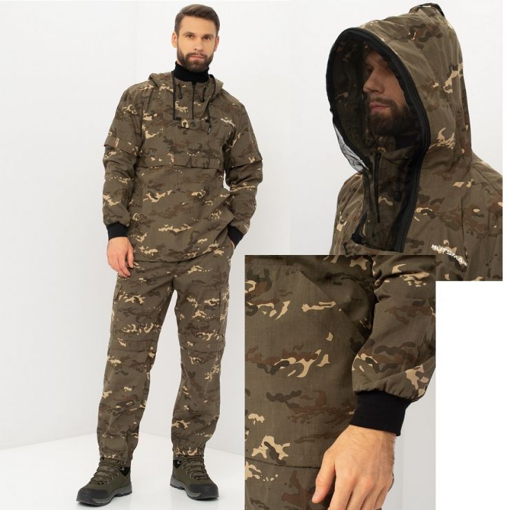 Костюм Антигнус ЛЮКС (ловушки, пыльники) ткань Сорочка (Черный мультикам) HUNTSMAN