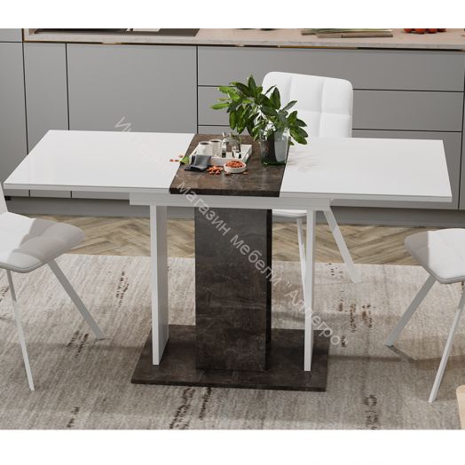 Стол раздвижной «Кёльн» Тип 1 - 008.000.000 Ателье темный, Белый, Стекло Белый глянец