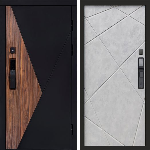 Входная дверь ВДК Матрикс с электронным замком - Лучи Бетон светлый