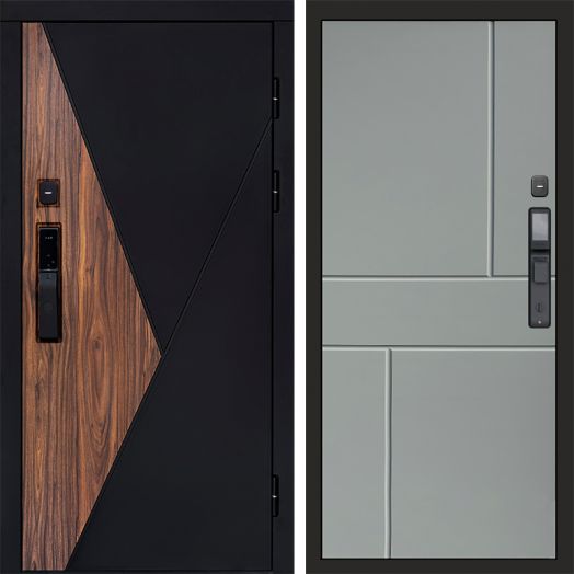 Входная дверь ВДК Матрикс с электронным замком - Горизонт Грей софт
