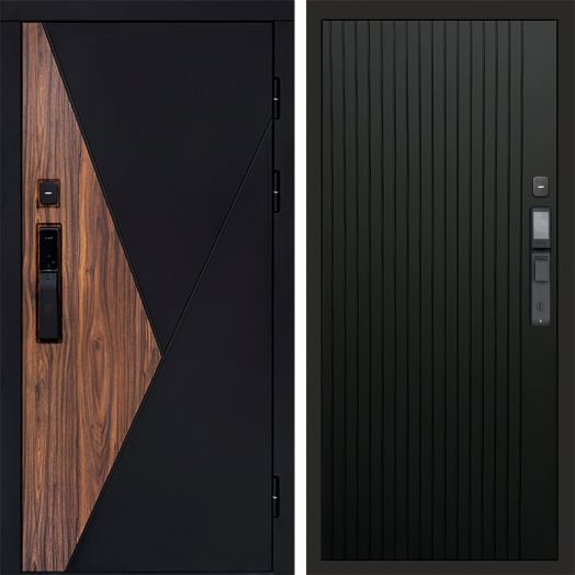 Входная дверь ВДК Матрикс с электронным замком - Flat Черный кварц