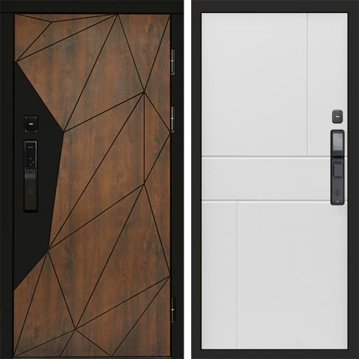 Входная дверь ВДК Геометрия с электронным замком - Горизонт Белый