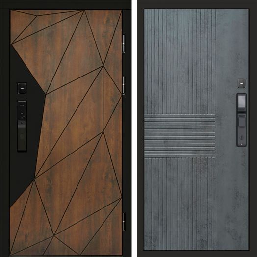 Входная дверь ВДК Геометрия с электронным замком - Мастино Бетон темный