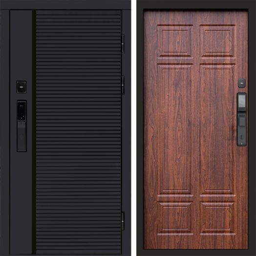 Входная дверь ВДК Блэк Лайн с электронным замком - Орех премиум