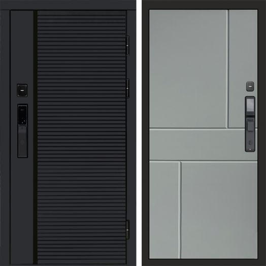 Входная дверь ВДК Блэк Лайн с электронным замком - Горизонт Грей софт