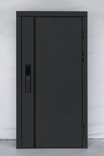 Входная дверь ВДК Блэк Лайн с электронным замком - Гранд Грей софт