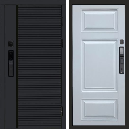 Входная дверь ВДК Блэк Лайн с электронным замком - Лион Белый софт