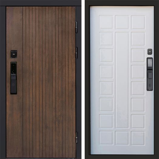 Входная дверь ВДК Твист Ультра с электронным замком - Престиж Белое дерево
