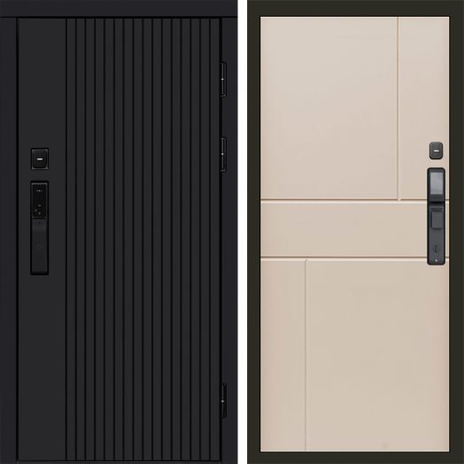 Входная дверь ВДК Твист Блэк с электронным замком - Горизонт Слоновая кость