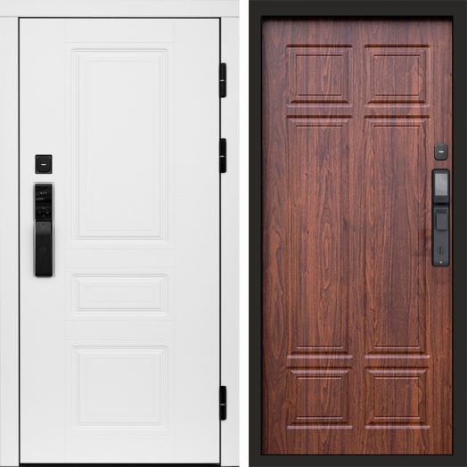 Входная дверь ВДК Орегон Вайт с электронным замком - Орех премиум