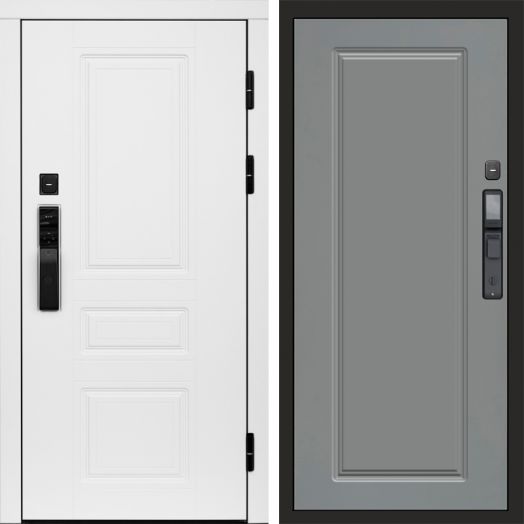 Входная дверь ВДК Орегон Вайт с электронным замком - Гранд Грей софт