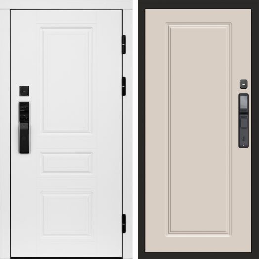Входная дверь ВДК Орегон Вайт с электронным замком - Гранд Слоновая кость