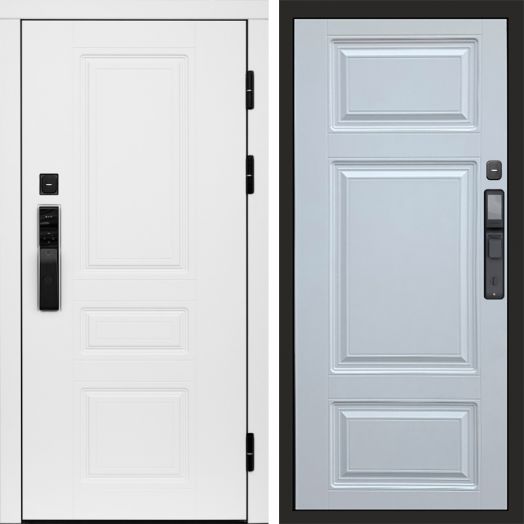 Входная дверь ВДК Орегон Вайт с электронным замком - Лион Белый софт