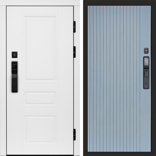 Входная дверь ВДК Орегон Вайт с электронным замком - Flat Грей софт