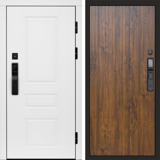 Входная дверь ВДК Орегон Вайт с электронным замком - Flat Дуб