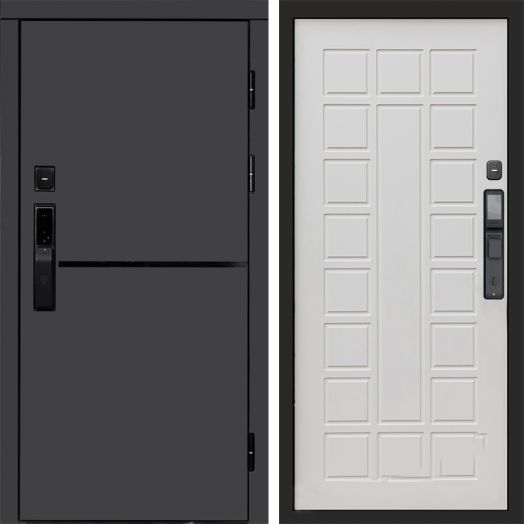 Входная дверь ВДК Тренд Графит с электронным замком - Престиж Бежевый матовый