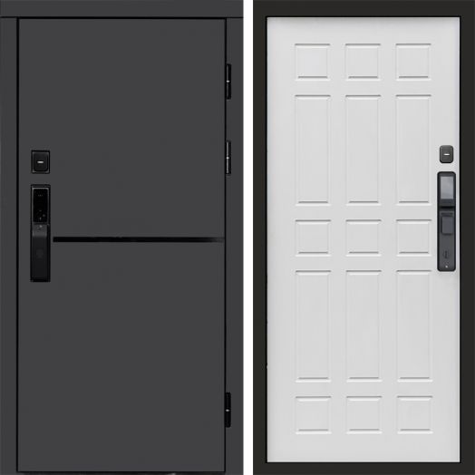 Входная дверь ВДК Тренд Графит с электронным замком - Спарта Белое дерево
