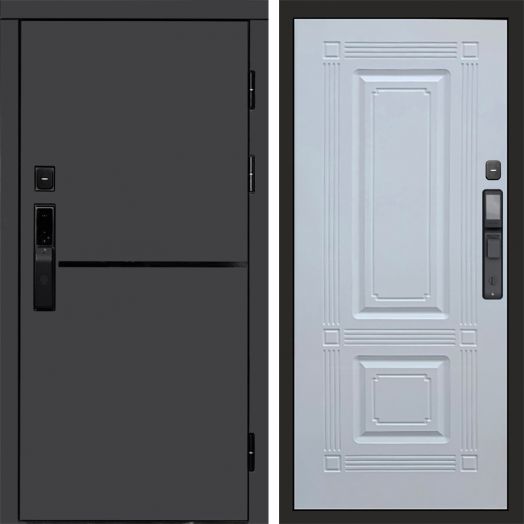 Входная дверь ВДК Тренд Графит с электронным замком - Мадрид Белый софт