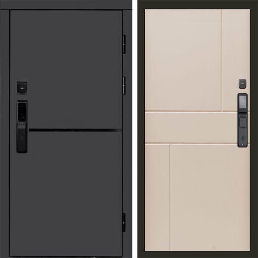 Входная дверь ВДК Тренд Графит с электронным замком - Горизонт Слоновая кость
