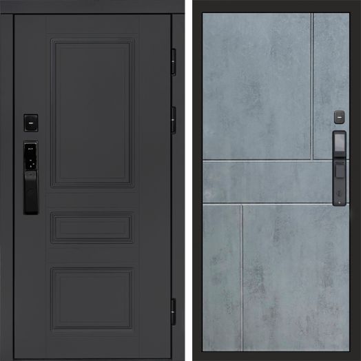 Входная дверь ВДК Орегон Графит с электронным замком - Горизонт Бетон темный