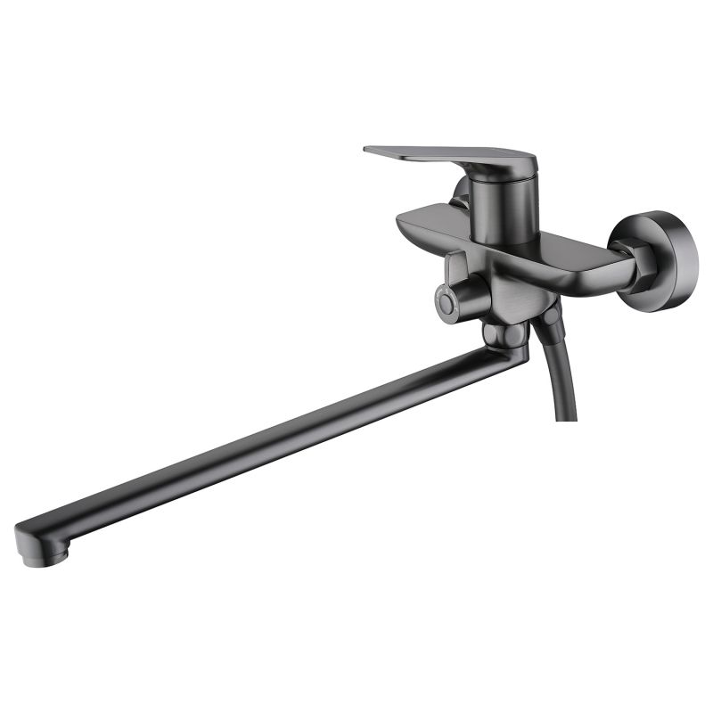 Смеситель для ванны Azario Lursy длинный излив, с ручным душем, графит AZ-K1749GR