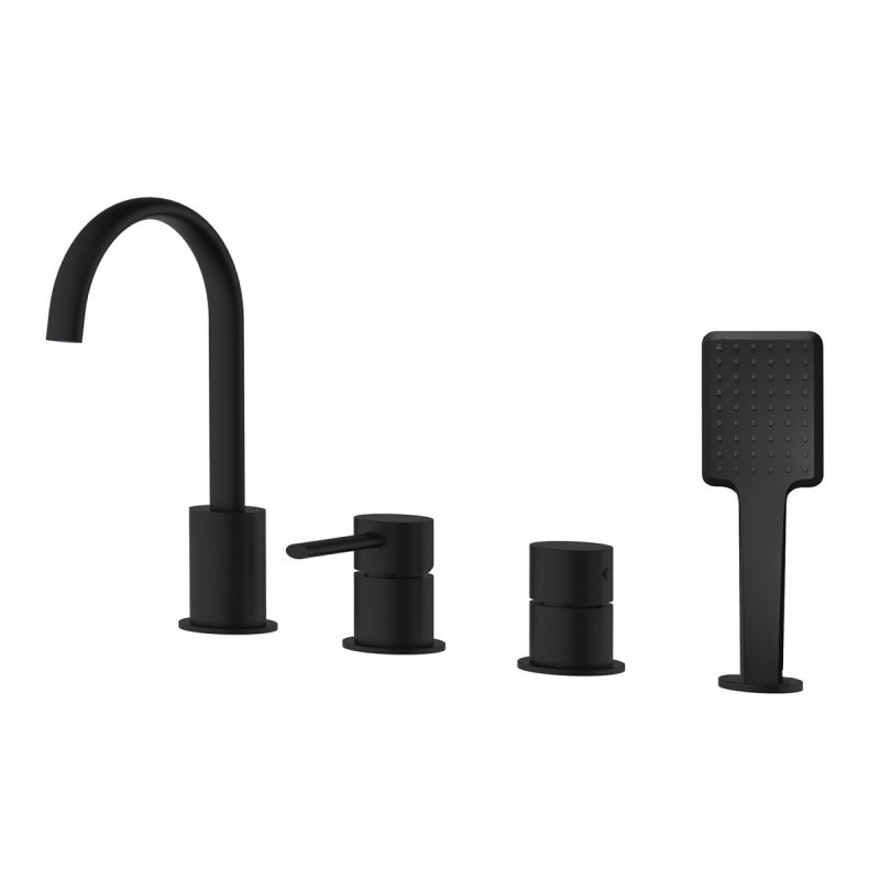 Смеситель на борт ванны Azario DELICATE каскадный, черный матовый AZ-QA28173PA-0307APA