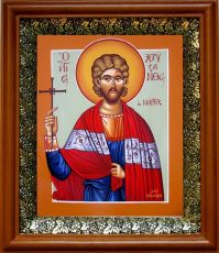 Икона Хрисанф Римский в киоте с басмой Виноградная Лоза (UV-печать)(31046)