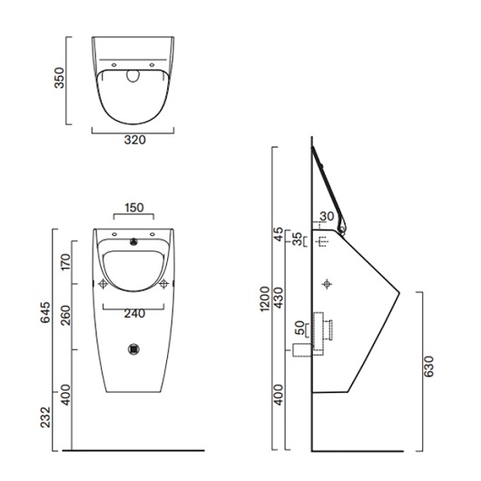 Писсуар подвесной Catalano Comfort Rimless 64x32 см ФОТО