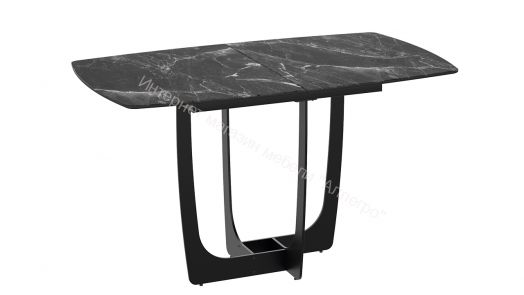 Стол обеденный «Орфей» Черный муар, Стекло глянцевое черный мрамор