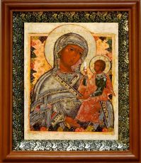 Икона Шуйская Смоленская в киоте с басмой Виноградная Лоза (UV-печать)(31071)