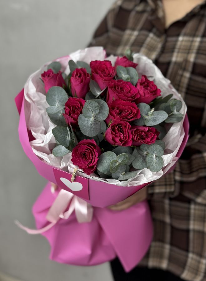 Букет «ВАЛЕНТНИКА» малиновая