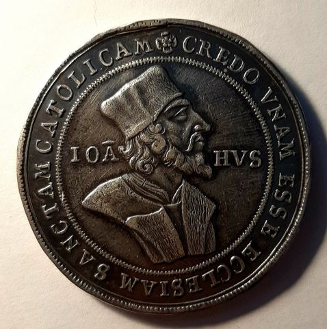 1 талер 1715 Сожжение Яна Гуса RARE Чехия Богемия UNC Саксония Германия Империя