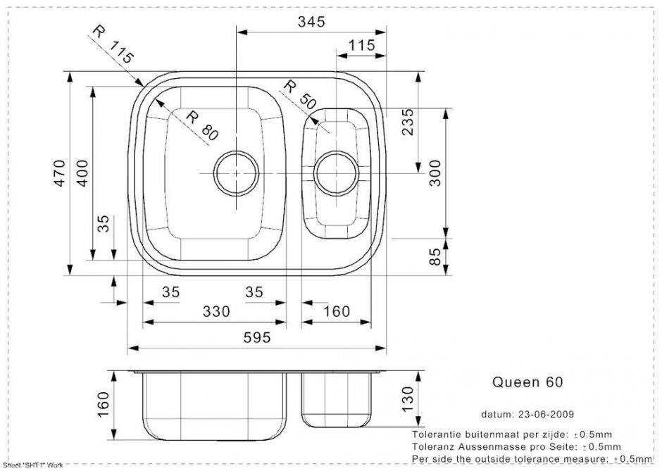 Мойка для кухни с двумя чашами Reginox ELITE Queen R60* (реверсивная) 60х47 см ФОТО