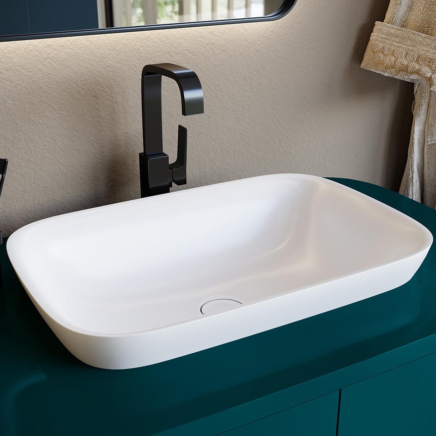 Изображение Белая полувстраиваемая раковина Salini Marea 02 59,8х39,8 1802202M