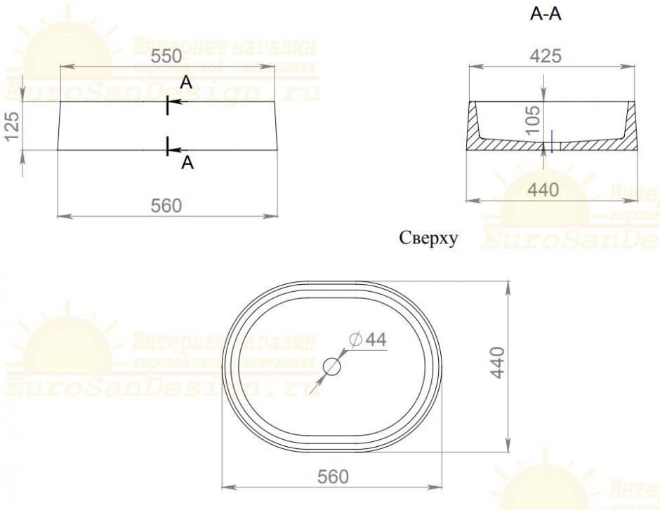 Белая раковина Salini Gloria 311 56x44 1102211M ФОТО