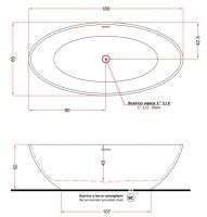 Матовая отдельностоящая белая ванна Gruppo Treesse Carezza 180х85 V308BO схема 3 Матовая отдельностоящая белая ванна Gruppo Treesse Carezza 180х85 V308BO схема 3
