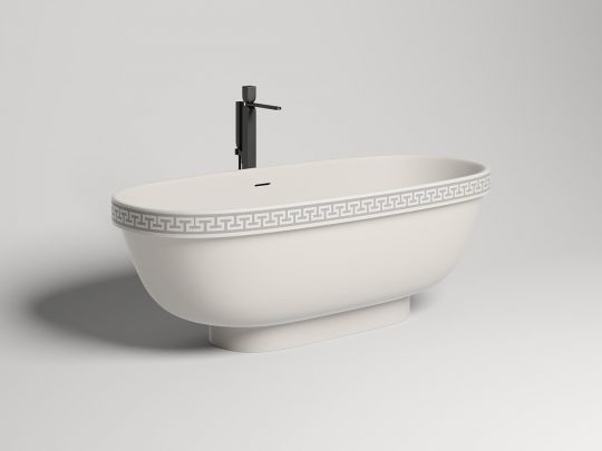 Белая ванна из искусственного камня Salini Greca Meander 180х80
