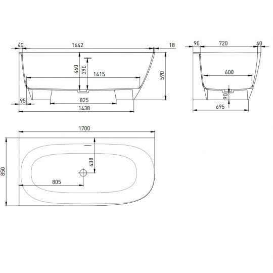 Белая угловая каменная ванна Salini Sofia Corner 170x85 102514G схема 8