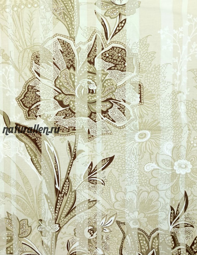 КПБ 1,5 сп Бязь премиум 140гр/м3 коричневые цветы (наволочки 50*70)