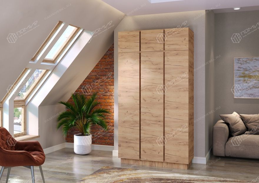 Шкаф 1210 3С "ВЕРТИКАЛЬ" с Антресолью 1210 3С Дуб Крафт золотой