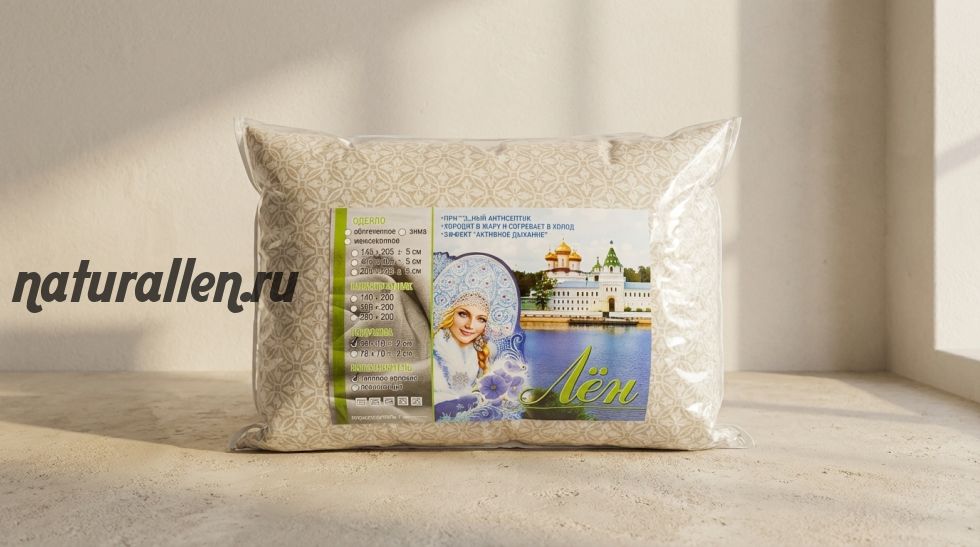 Подушка льняная на молнии (без стёганной наволочки)