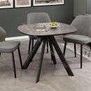 Стол обеденный раздвижной «Найтон» Тип 1 Черный муар, Керамика матовая серый мрамор