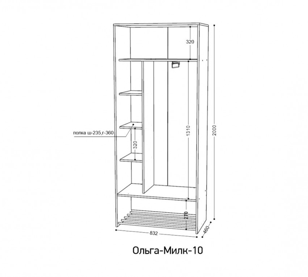 Ольга МИЛК-10.1 шкаф купе без зеркала