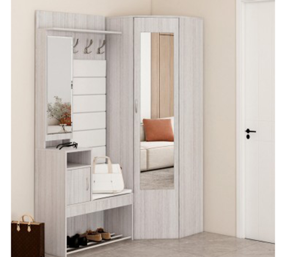 Ольга - 9.2 шкаф угловой с зеркалом (Милк, Сатин)