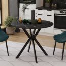 Стол обеденный «Эрвин» Тип 1 Черный муар, Керамика матовая черный мрамор