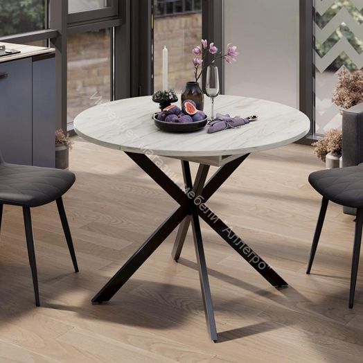 Стол обеденный раздвижной «Мэдисон» Тип 1 Черный муар, Дуб Крафт белый