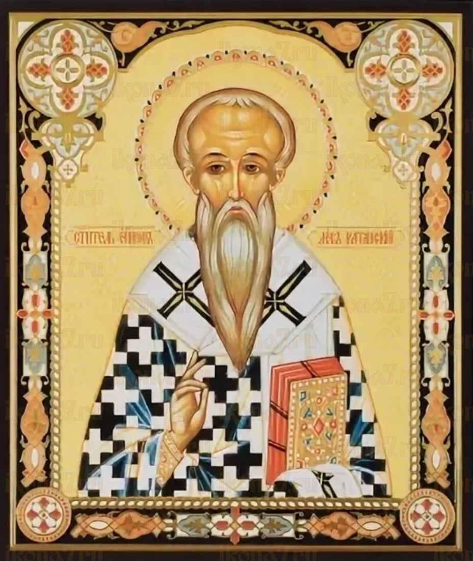Рукописная икона Лев Катанский на липовой доске (ктг9-22141)