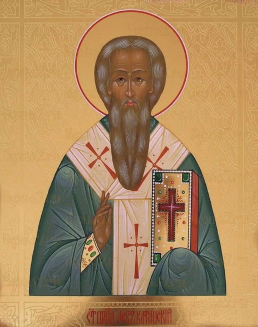 Рукописная икона Лев Катанский на липовой доске (ктг6-22149)