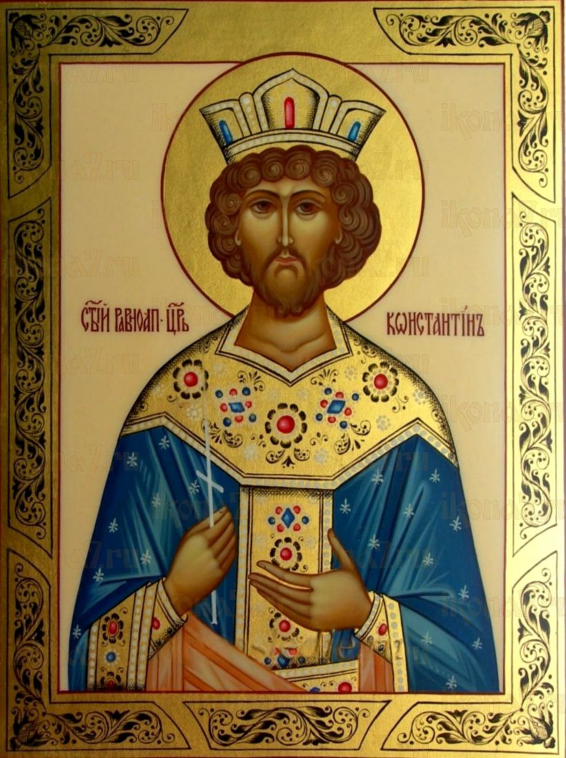 Рукописная икона Константин Великий Равноапостольный на липовой доске (ктг3-22152)