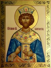 Рукописная икона Константин Великий Равноапостольный на липовой доске (ктг3-22152)